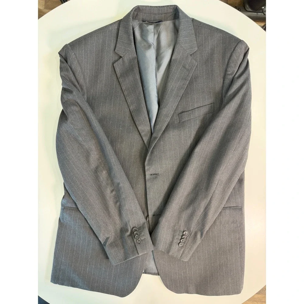 Banana‎ Republic Mens 46R Blazer Sport Coat Dark Charcoal Pinstripe 207755-00